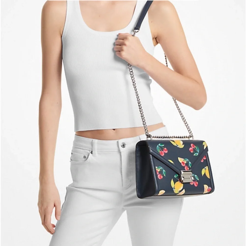 Michael Kors Whitney Medium Sequined Fruit Print Shoulder Bag Crossbody
